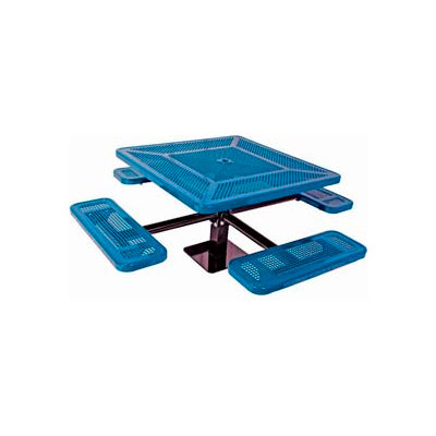 46" Single Pedestal Square Table, Surface Mount, Perforated 78"W x 78"D - Blue