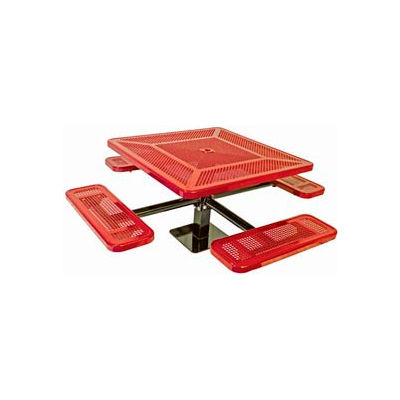 46" Single Pedestal Square Table, Surface Mount, Perforated 78"W x 78"D - Red