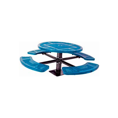 46" Single Pedestal Round Table, Surface Mount, Perforated 82"W x 82"D - Blue