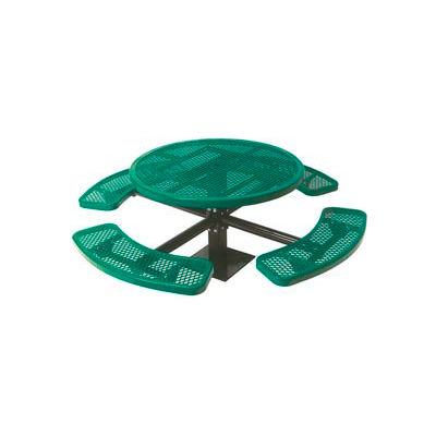 46" Single Pedestal Round Table, Surface Mount, Expanded Metal 82"W x 82"D - Green