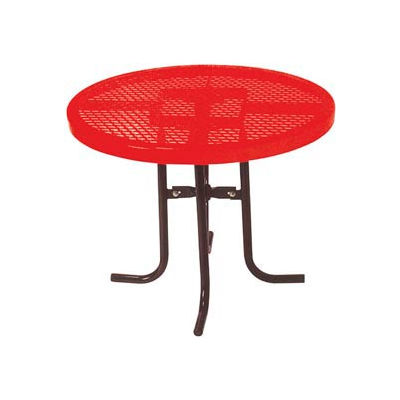 30" High Food Court Round Table, Diamond 36"Diameter - Red