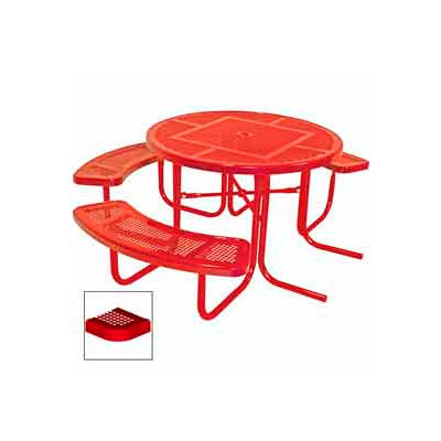 3-Seat, 46" ADA Round Table, Perforated 80"W x 63"D - Red