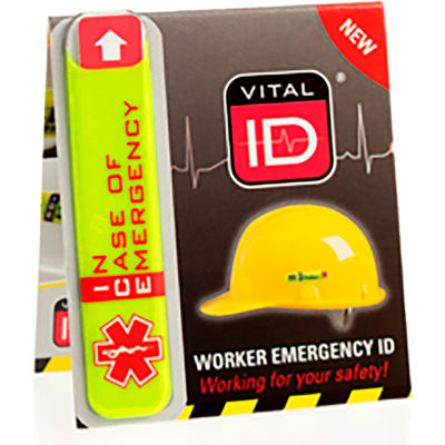 Vital ID Standard Worker Emergency ID Tag 3 « x 2-1/4 », s’adapte au casque, réfléchissant, 25 / Pack - Qté par paquet : 4