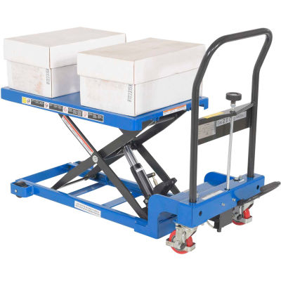 Low Profile Auto-Shift Hydraulic Scissor Lift Cart, 400 Lb. Capacity