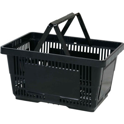 Panier de magasinage en plastique VersaCart®, 28 l, avec poignée en nylon, 206-28 L - Noir - Qté par paquet : 12