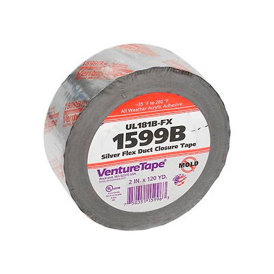 3M™ VentureTape UL181B-FX FlexDuct Tape, 2 IN x 120 Yards, Sliver, 1599B-G669