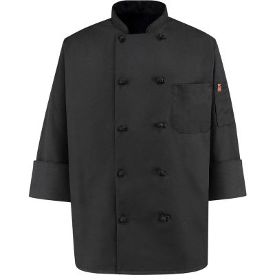 Chef dessins 10 Chef de Front de bouton manteau, noeud boutons, noir, Spun  Polyester, L | B1618632 - GLOBALindustrial.ca