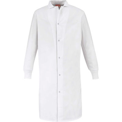 Rouge Kap® pince-Front Boucher Coat W/tricot poignets, sans poche, Spun Polyester, blanc, M