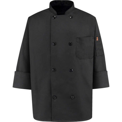 Dessins de chef 8 Chef de Front de bouton manteau, boutons de nacre, noir, Polyester/coton, XL