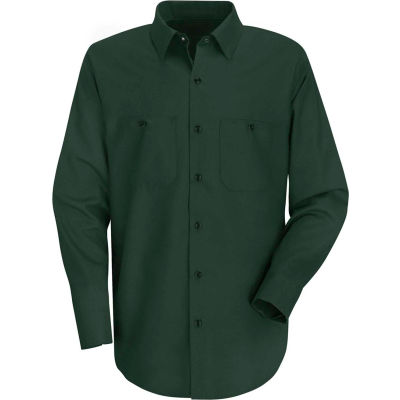Coton infroissable travail chemise manches longues régulière-XL épinette verte SC30 Kap® rouge masculin