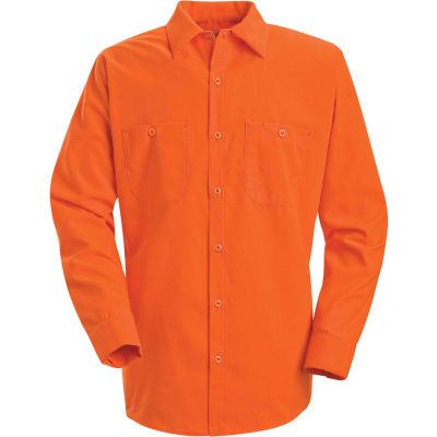 Kap® rouge améliorés visibilité manches longues chemise de travail, Orange Fluorescent, régulière, 3XL