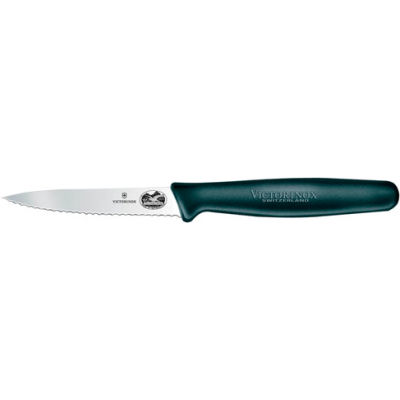 3-1/4", Wavy Edge, Polypropylene Handle, Black, Paring Knife