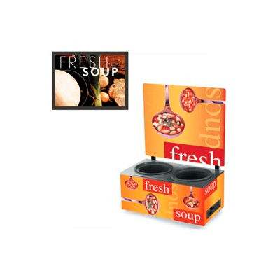Vollrath® Cayenne® 7203102, Twin Well 7 Qt. Soup Merchandisers - Menu Tuscan