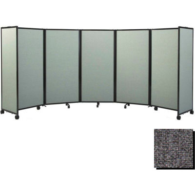 Portable Mobile Room Divider, 7'6"x8'6" Fabric, Charcoal Gray