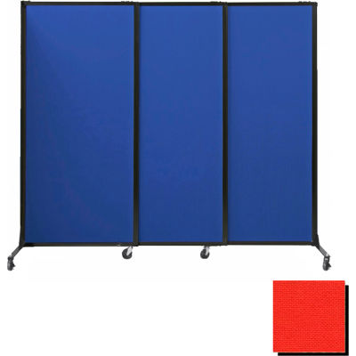 Panneaux de partition acoustique portable, panneaux coulissants, tissu 70"x7', avec roulettes, Rouge