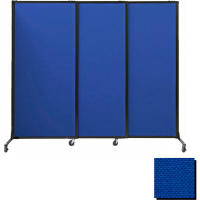 Panneaux de partition acoustique portable, panneaux coulissants, tissu 88"x7', avec roulettes, Bleu Royal