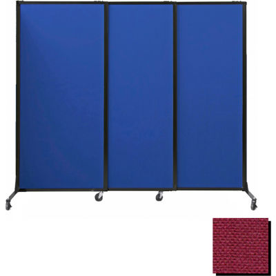 Panneaux de partition acoustique portable, panneaux coulissants, tissu 88"x7', avec roulettes, canneberge