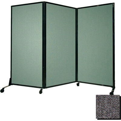 Portable Acoustical Partition Panel, AWRD 70"x8'4" Tissu, Avec Casters, Charcoal Gray