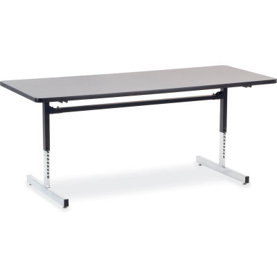 Virco® Height Adjustable Training Table - 30"x72", Black Frame with Gray Top