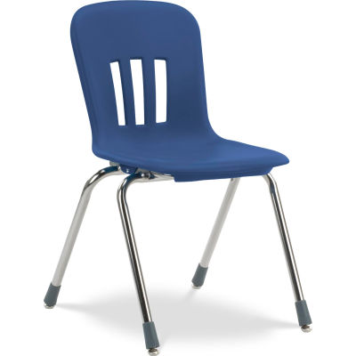 Virco® N918 The Metaphor® Stacking Chair 18", Navy With Chrome - Pkg Qty 4