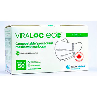 Masque facial à base de plantes Viraloc ECO™, 3 plis, ASTM niveau 3, blanc, paquet de 50