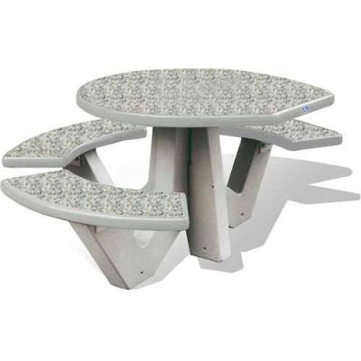 Wausau Tile 66" ADA Compliant Concrete Oval Picnic Table, Misty Gray