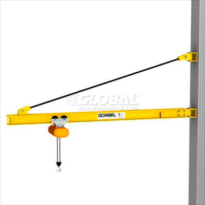Gorbel® HD Wall Bracket Jib Crane, 18' Span & 200° Rotation, 2000 Lb capacité