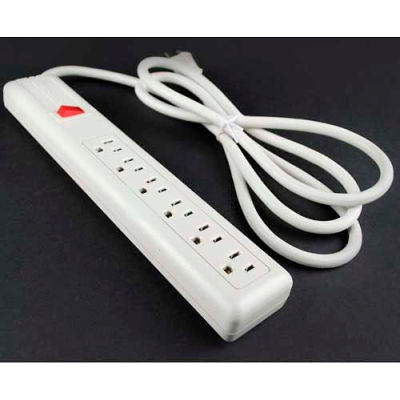 Wiremold Power Strip W/Lighted Switch, 6 Outlets, 15A, 15' Cord