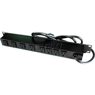 Wiremold Rack Mount Surge Protected Power Strip, 8 Prises, 15A, 3kA, 15' Cord