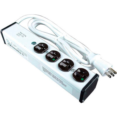 Wiremold Medical Grade Surge Protected Power Strip, 4 Points de vente, 15A, 3kA, 15' Cord