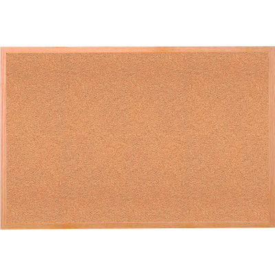 Ghent 4' x 8' Bulletin Board - Natural Cork - Oak Wood Frame