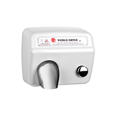 World Dryer Pushbutton Hand Dryer 120V - White Cast Iron - A5-974AU