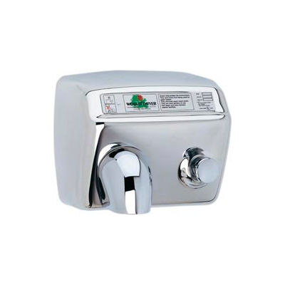 World Dryer Push Button Hand Dryer 115V - Brushed SS - DA5-973AU