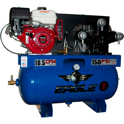 Eagle 9G30TRKE-H, 9HP, Stationary Gas Compressor, 30 Gal, 150 PSI, 18.5 CFM, Honda, Electric/Recoil