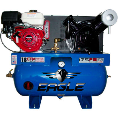 Eagle 9G30TRKE, 9 HP, Stationary Gas Compressor, 30 Gallon, 200 PSI, 18 CFM, Honda, Electric/Recoil