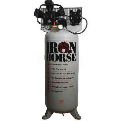 Iron Horse IHD7180V1, 5 HP, mono-étagés Comp, 80 Gal, Vertical, 150 lb/po2, CFM 16 Phase 1 208-230V