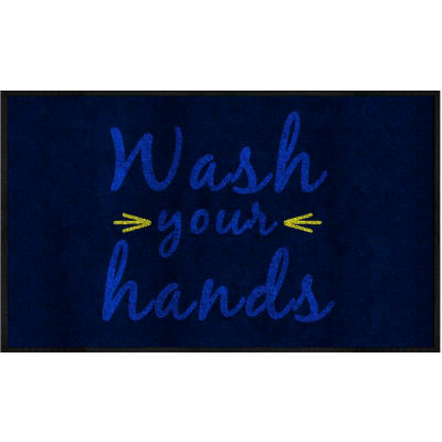 Lavez-vous les mains - Tapis de message Mat 3/8" Épais 3' x 5' Bleu marine/Noir
