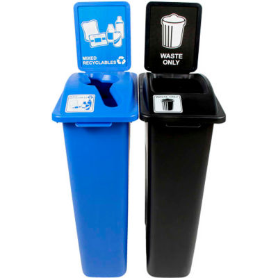 Busch Systems Watcher déchets Double - Matières Recyclables des déchets & mixtes, 46 gallons, bleu/noir - 101050