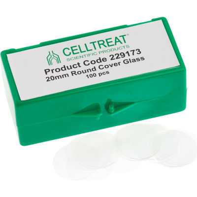 CELLTREAT® verre de couverture ronde de 20 mm, s’adapte à la plaque de 12 puits, stérile, 100 / PK