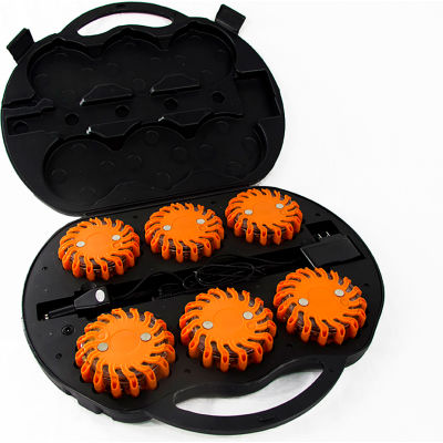 Race Sport 6 LED Flare Emergency Safety Kit w/ Charge Case, Amber