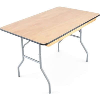 Table de banquet pliante en bois commercial Atlas, 48'' x 30'', bord de vinyle - Série de Titan