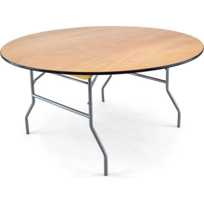 Table pliante en bois commercial Atlas, ronde de 54 '', bord en vinyle - Série de Titan