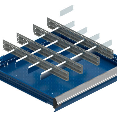 Rousseau Ensemble de séparateurs de tiroirs en métal pour armoire à tiroirs modulaire de 48"x24 », tiroir de 6 », 20 compartiments