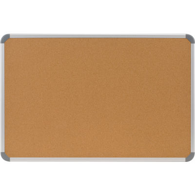 Ghent Cintra 18" x 24" Bulletin Board - Natural Cork Surface - Silver Frame