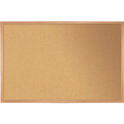 Ghent 4' x 5' Bulletin Board - Natural Cork - Oak Wood Frame
