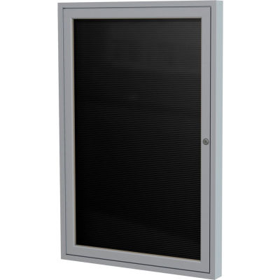 Ghent Enclosed Letter Board - Outdoor / Indoor - 1 Door - Black Letterboard w/Silver Frame - 36"x36"