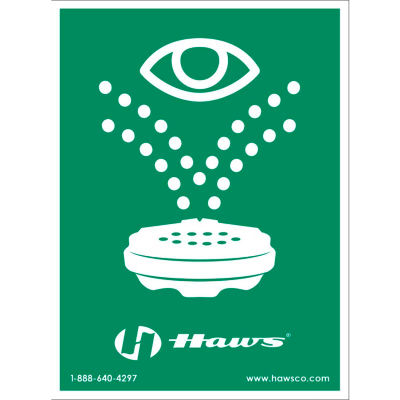 Panneau avec symbole de poste d'urgence pour le lavage des yeux Haws SP175, 8 po x 10-3/4 po