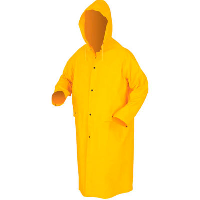 MCR Safety 200CM Classic Rain Coat, Medium, .35mm, PVC/Polyester, Detachable Hood, Yellow