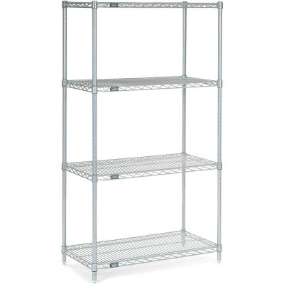 Nexel® Poly-Z-Brite®, 4 Tier, Wire Shelving Starter Unit, 36"W x 18"D x 63"H