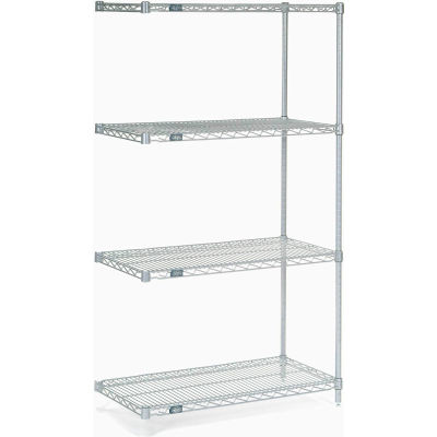 Nexel® Poly-Z-Brite®, 4 Tier, Wire Shelving Add-On Unit, 36"W x 18"D x 63"H